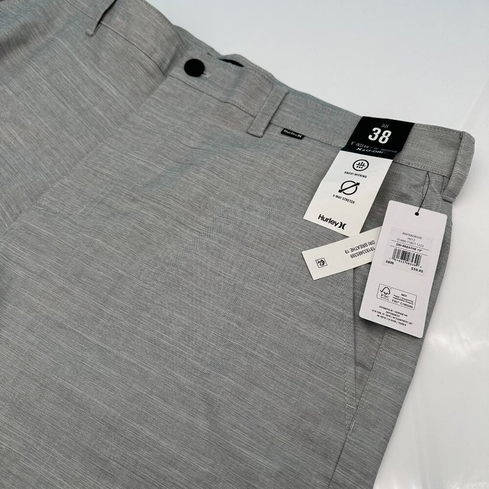 Hurley Men's H2O Dri Breathe 19" Outseam Hybrid Swim Board WalkShorts, Wolf Grey
